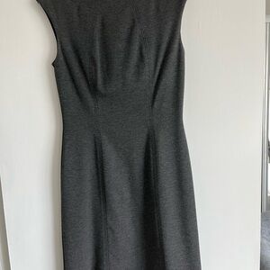 Gray Sheath Midi Dress Crew Neck Sleeveless